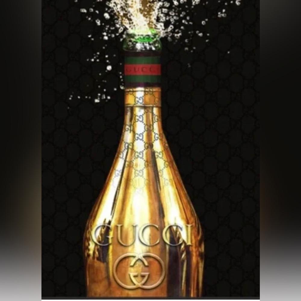 Oliver Gal Italian Gold Champagne Bottle Gucci Wall Art